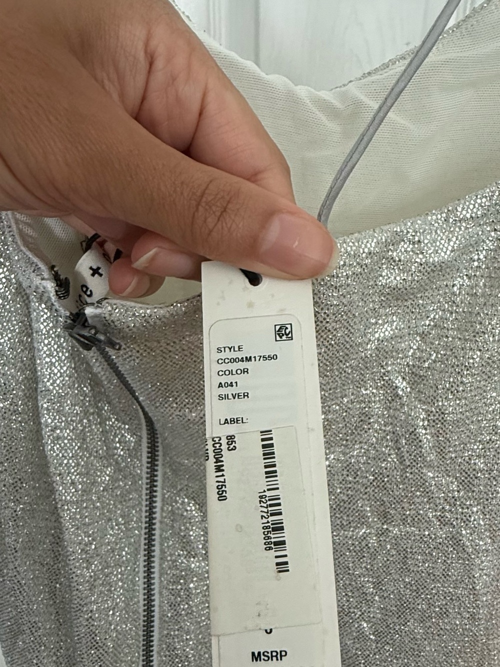Alice + Olivia Silver Sequin Slip Dress